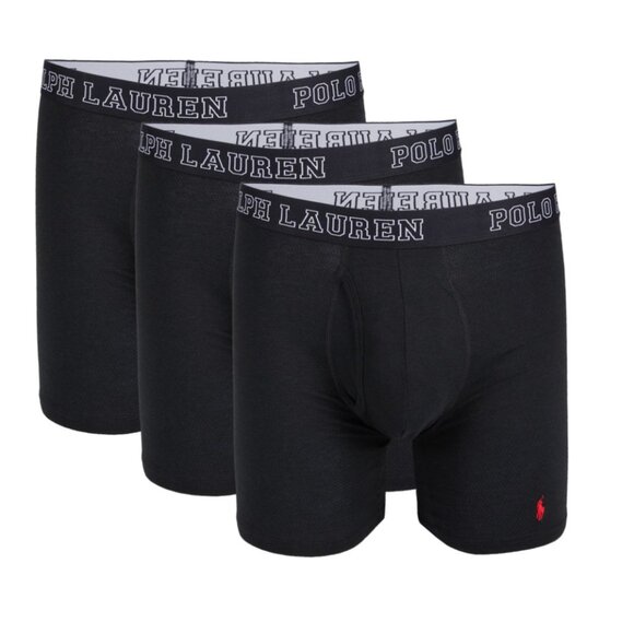 Polo Ralph Lauren Three Pack 3 Classic Fit Soft Mesh Boxer Briefs 3 Black NMBBP3 - Picture 1 of 4